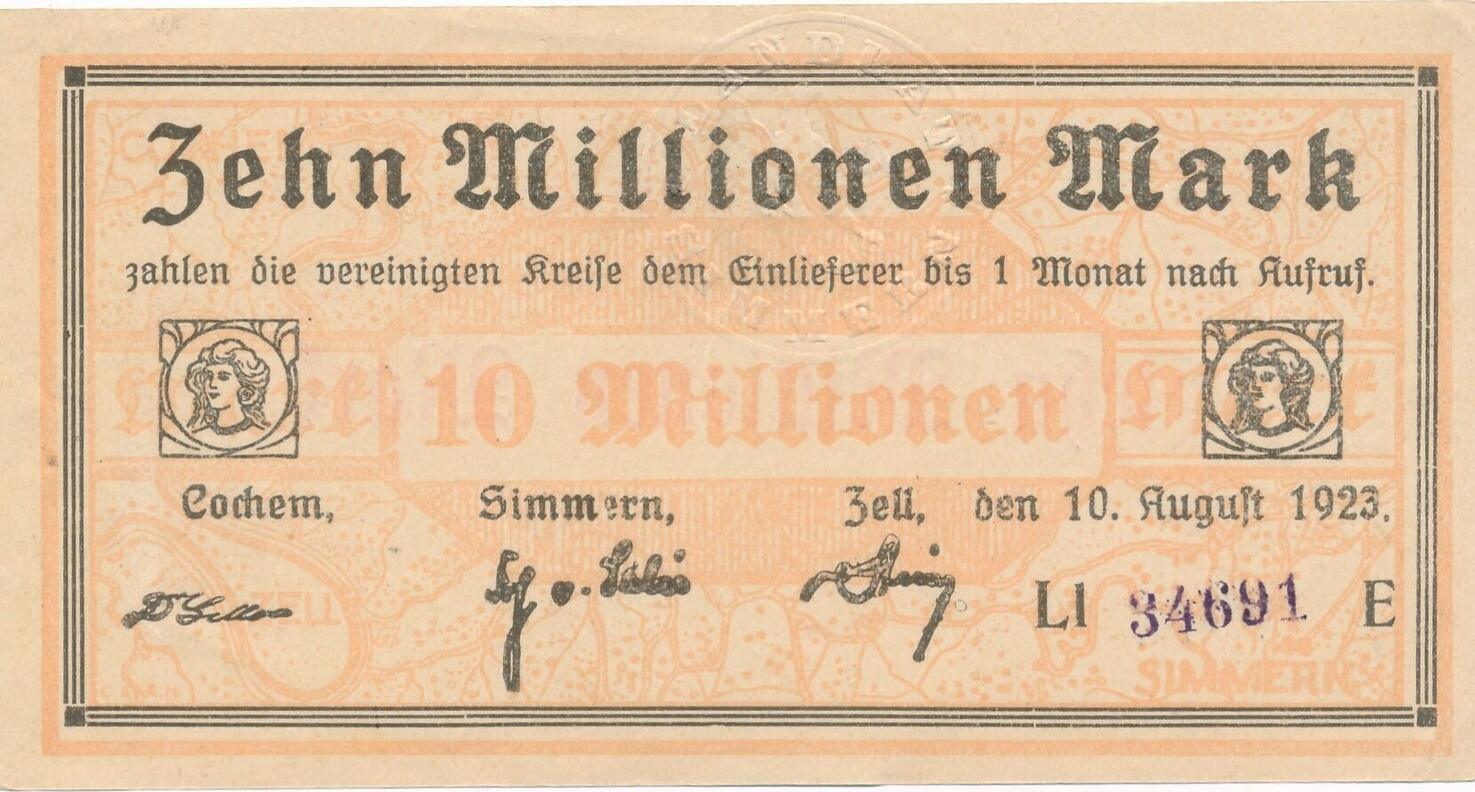 Deutschland Deutsches Reich 10 Millionen Mark 1923 Notgeldschein