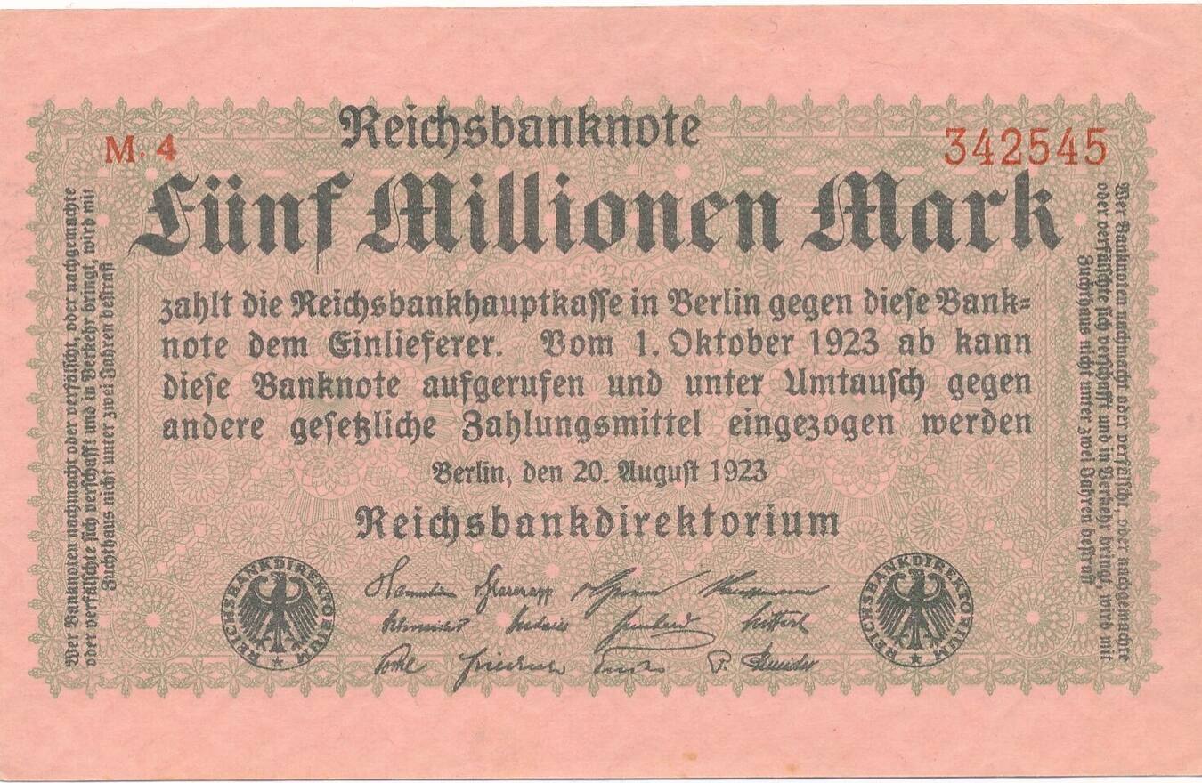 Deutschland Deutsches Reich Millionen Mark Reichsbanknote