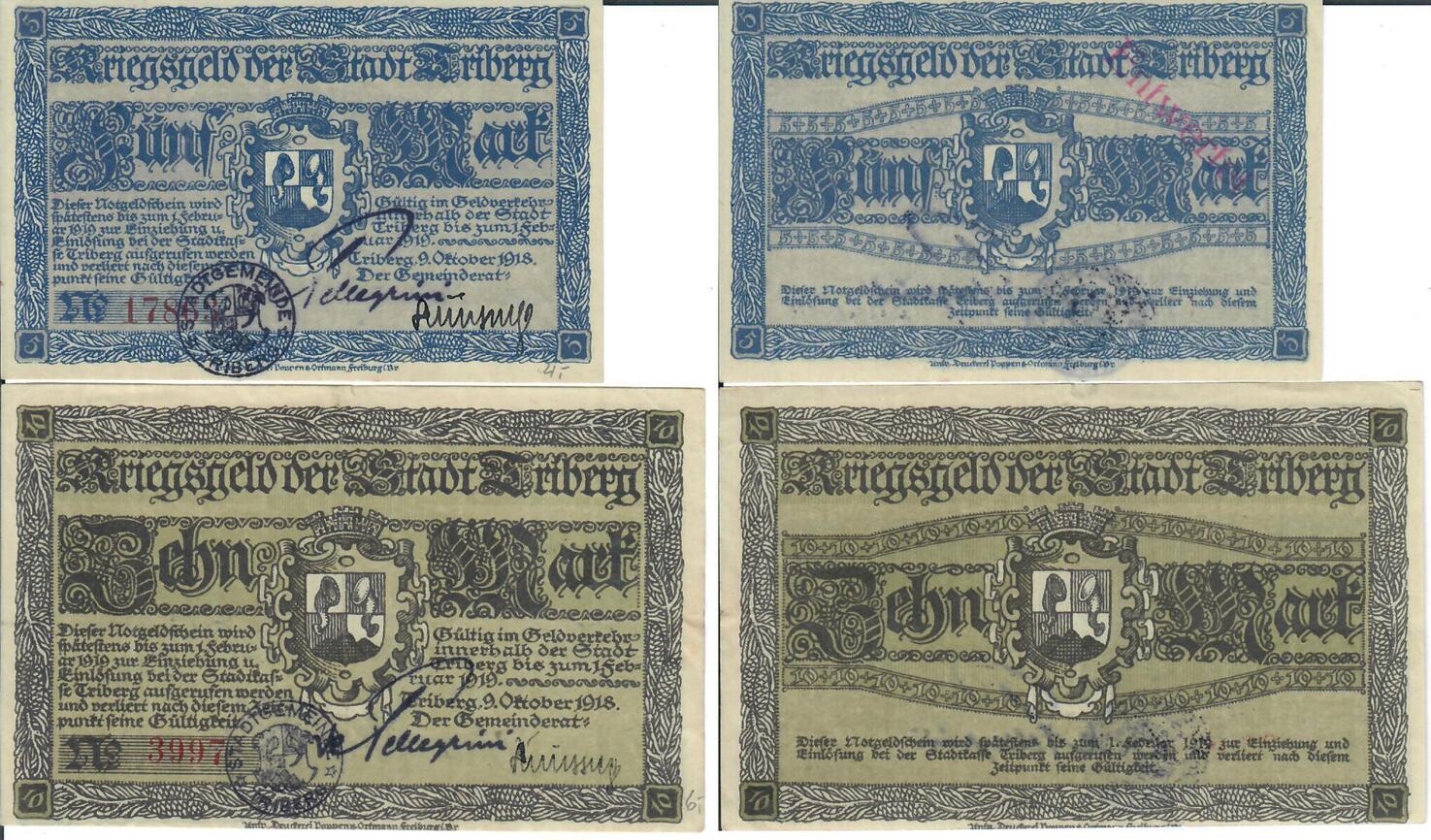 Deutschland Deutsches Reich 5 10 Mark 09 10 1918 Notgeldschein Triberg