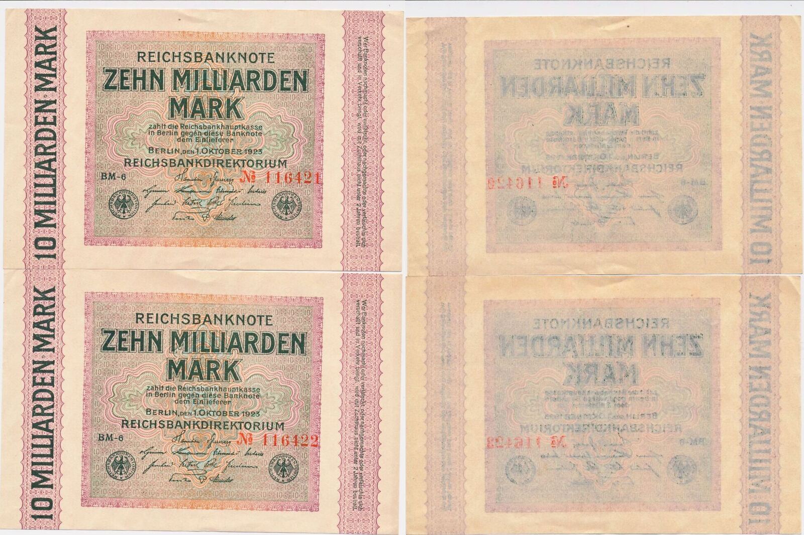 Deutschland Deutsches Reich Milliarden Mark Reichsbanknote