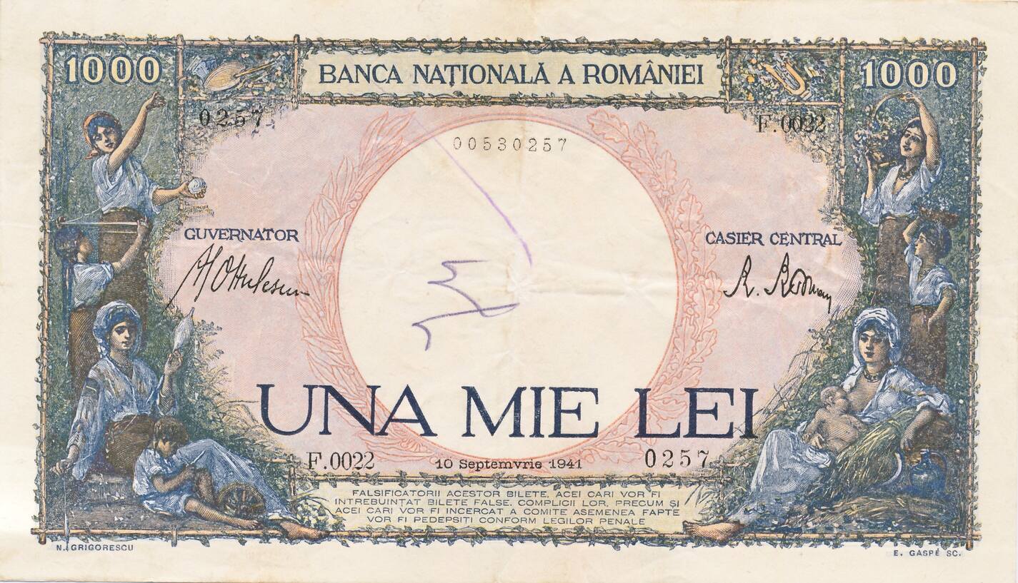 Rum Nien Romania Lei Geldschein Banknote Vf Beschrieben Ma