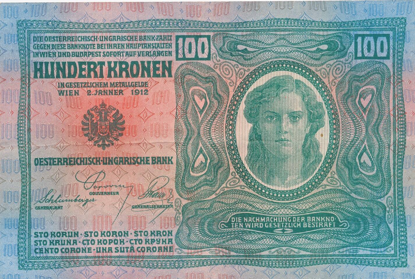 Österreich Ungarn 100 Kronen 1912 Geldschein Banknote EF MA Shops