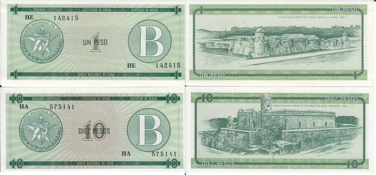 Kuba O D Banknote Geldscheine Und Pesos Serie B Unc