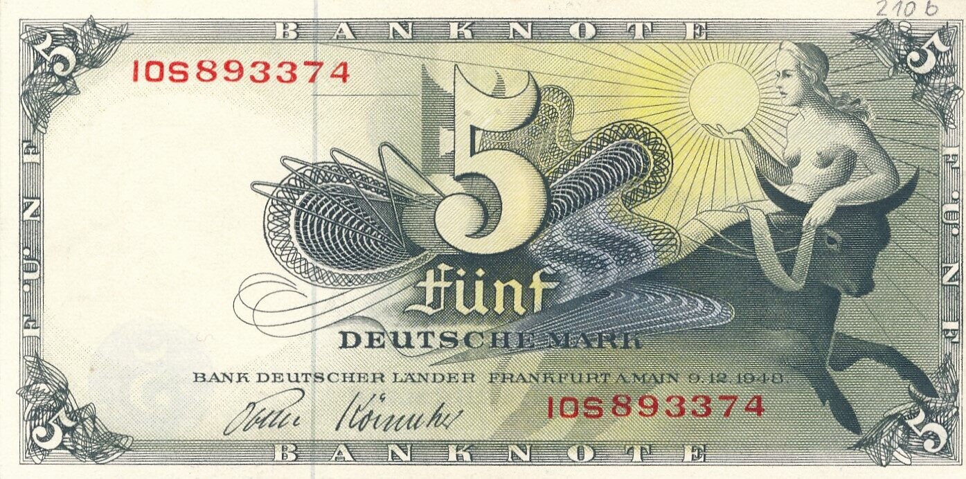 Deutschland BRD Bank Deutscher Länder 5 Deutsche Mark DM 1948 unc MA