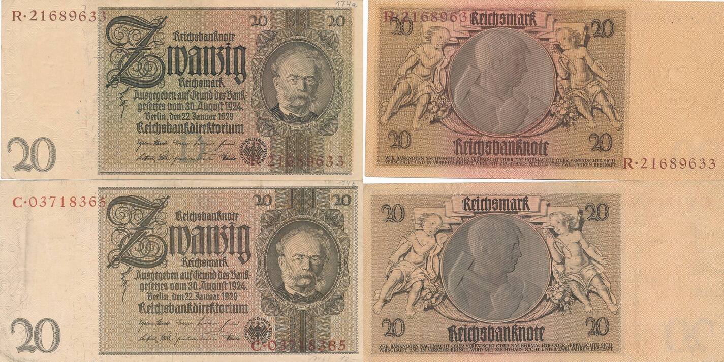 Deutsches Reich Deutschland Weimarer Republik 20 Reichsmark