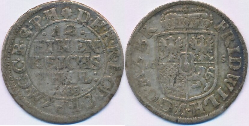 Altdeutschland 1 12 Taler Thaler 1688 Brandenburg Preussen Magdeburg