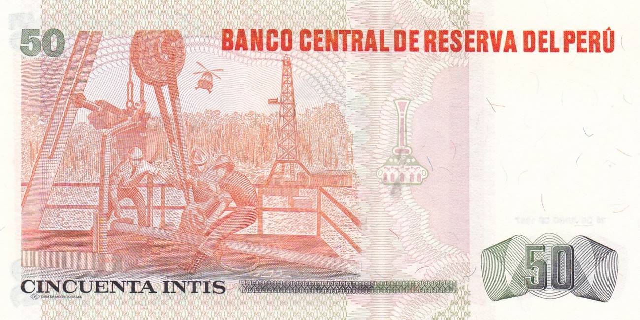 Peru Cincuenta Intis Banknote Unc Ma Shops