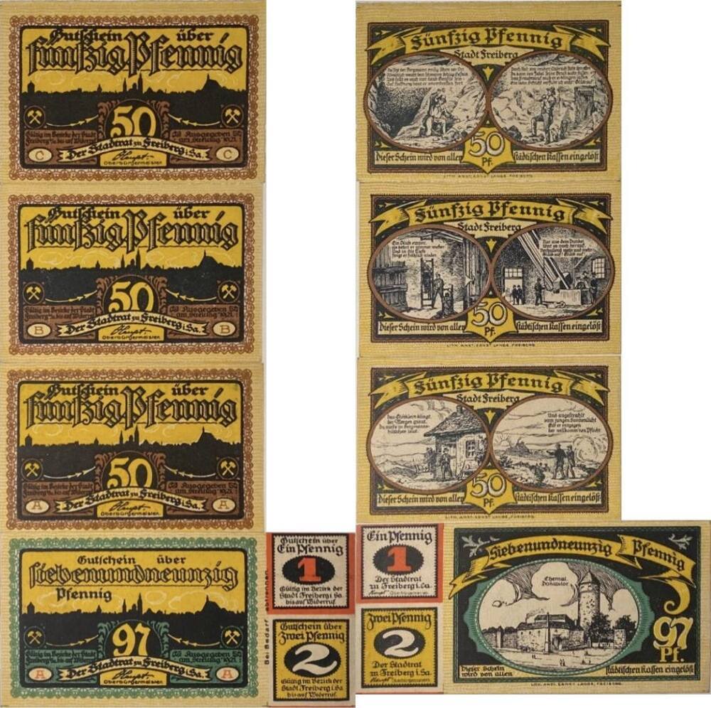 Deutschland Deutsches Reich 3 Verschiedene 50 Pfennig 97 Pfennig 1921