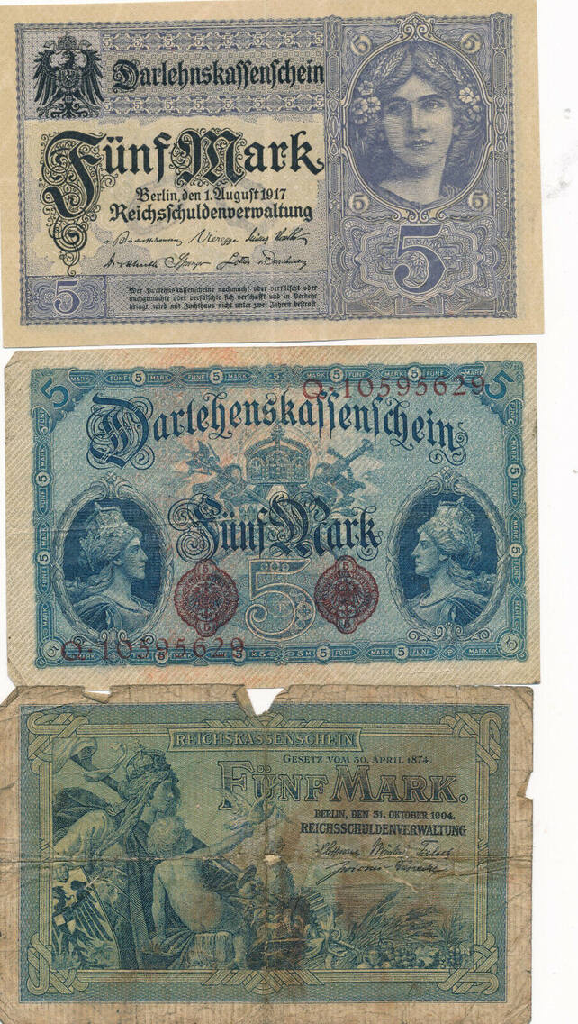 Mark Banknote Deutsches Reich Reichsmark Lot St Ck