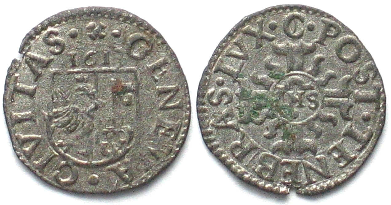 Schweiz Genf Swiss GENEVA 2 Quarts 6 Deniers 1613 C Billon AU