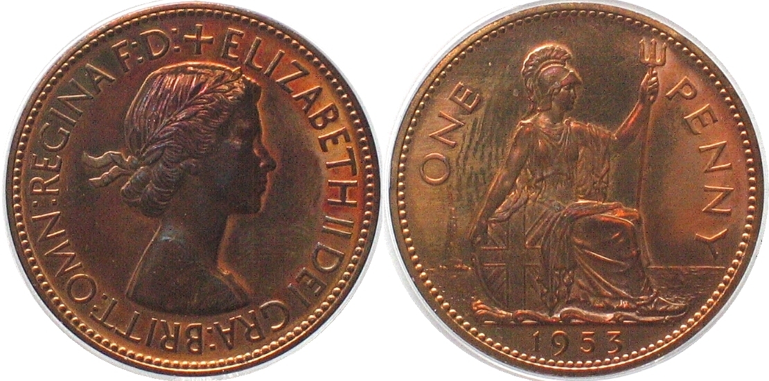 England GREAT BRITAIN Penny 1953 ELIZABETH II Proof From Coronation Set