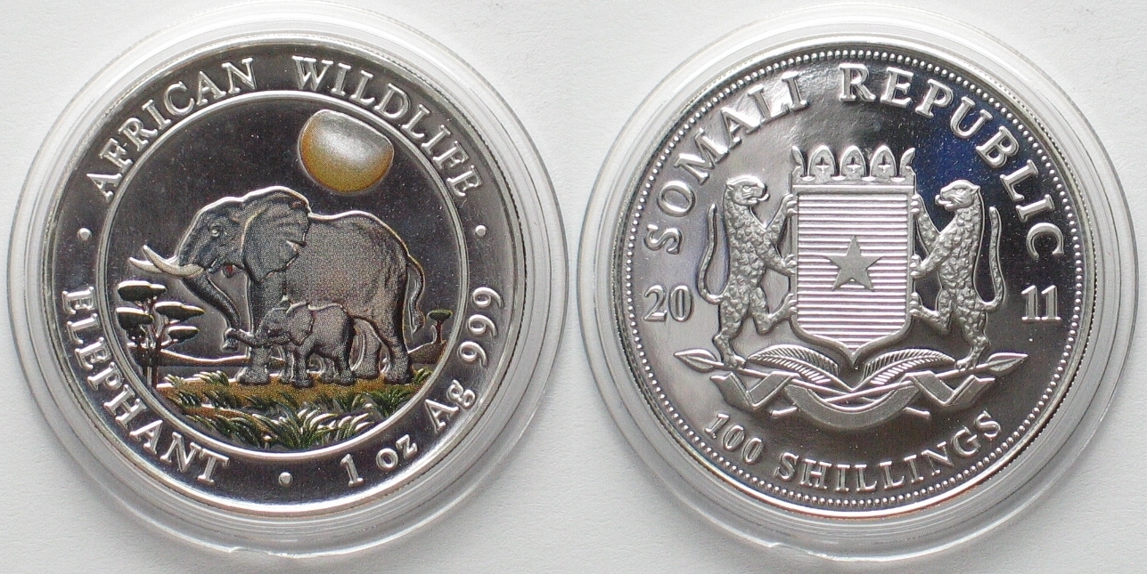 SOMALIA 100 Shillings 2011 Elephant AFRICAN WILDLIFE Silver 1 Oz