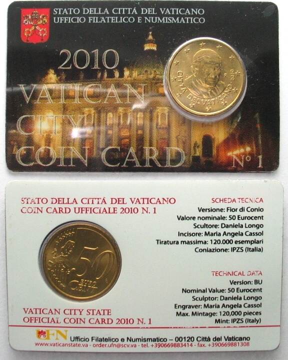 Vatikan X Vatican Euro Cent Benedict Xvi In Coincard N Bu