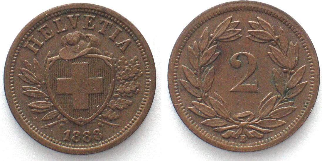 Schweiz Switzerland Rappen B Bronze Scarce Year Au Ma Shops