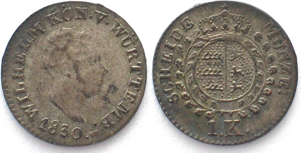 W Rttemberg Germany Wurttemberg Kreuzer Wilhelm I Billon Au Ma