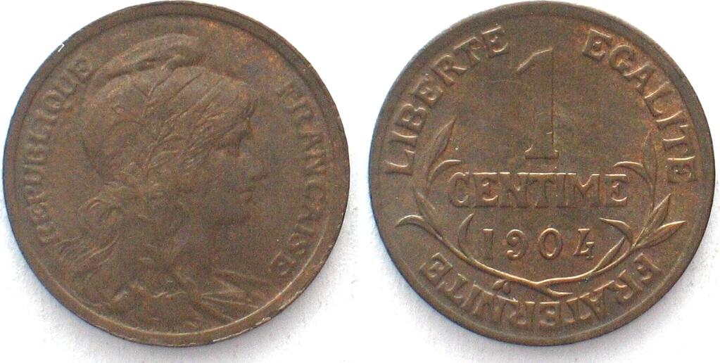 Frankreich FRANCE 1 Centime 1904 Bronze UNC MA Shops