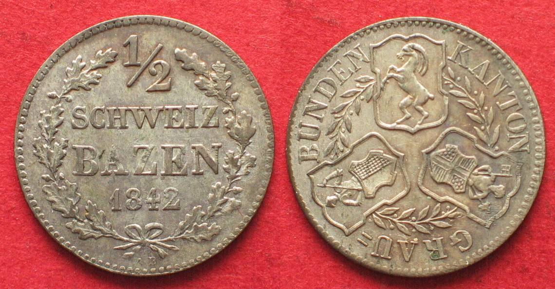 Schweiz Graub Nden Swiss Graubunden Batzen Billon Unc