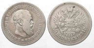 Russland RUSSIA 50 Kopeks 1894 ALEXANDER III silver VF # 77548