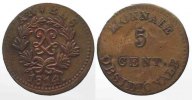 Belgien - Antwerpen ANTWERP 5 Centimes 1814 Siege Coinage LOUIS XVIII bronze VF+ # 77993