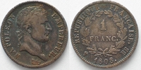 Frankreich FRANCE 1 Franc 1808 BB-STRASBOURG NAPOLEON I silver VF-XF # 77999