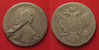 Russland RUSSIA Rouble 1764 SPB ЯI CATHERINE II silver aVF # 83029