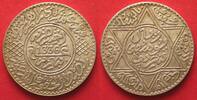 Marokko MOROCCO Rial (10 Dirhams) AH1336(1917) Paris YUSUF silver XF! # 83052