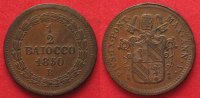 Vatikan Italy PAPAL STATE 1/2 Baiocco 1850 R PIUS IX An.V copper XF # 83138