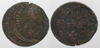 Frankreich FRANCE Liard de France LOUIS XIV 1643-1715 DOPPEL DIE copper VF SCARCE! # 83228