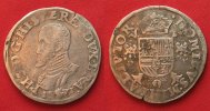 Belgien - Brabant BRABANT 1/2 Ecu Philip II. 1571 Antwerpen silver SCARCE! VF # 83515