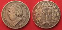 Frankreich LOUIS XVIII 5 Francs 1824 K BORDEAUX argent TTB # 90595