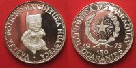 Paraguay PARAGUAY 150 Guaranies 1973 HUASTECA CULTURE silver RARE!!! # 90644