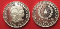 Paraguay PARAGUAY 150 Guaranies 1974 LUDWIG van BEETHOVEN silver RARE!!! # 90652