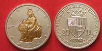 Andorra ANDORRA 20 Diners 1997 TREATY of ROME silver with gold inlay UNC! SCARCE!# 90673