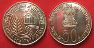 Indien INDIA 50 Rupees 1978 FOOD & SHELTER FAO silver Prooflike SCARCE!! # 90676