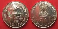 Indien INDIA 50 Rupees 1977 F.A.O. SAVE for DEVELOPMENT silver Prooflike # 90699