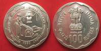 Indien INDIA 100 Rupees 1980 Rural Women F.A.O. silver SCARCE! Prooflike # 90770