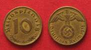 Deutschland - Drittes Reich Germany THIRD REICH 10 Pfennig 1936 A Al-Bro VF RARE!!! # 90787