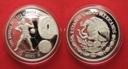 Mexiko MEXIKO 5 Pesos 2006 FOOTBALL WORLD CUP MAYAN PELOTA PLAYER silver Proof # 90884
