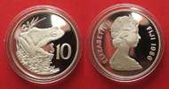 Fidschi FIJI 10 Dollars 1986 Frog WWF silver 28.3g Proof # 90891