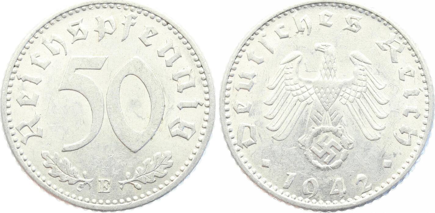 Drittes Reich 50 Pfennig 1942 E VF EF MA Shops