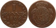 Sachsen-Albertinische Linie 1 Pfennig Friedrich August III. 1763-1806.