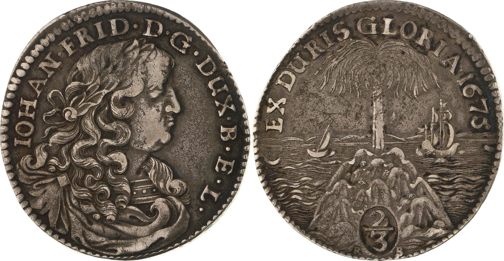 Braunschweig Calenberg Hannover Palmbaumgulden 1675 RB Johann Friedrich