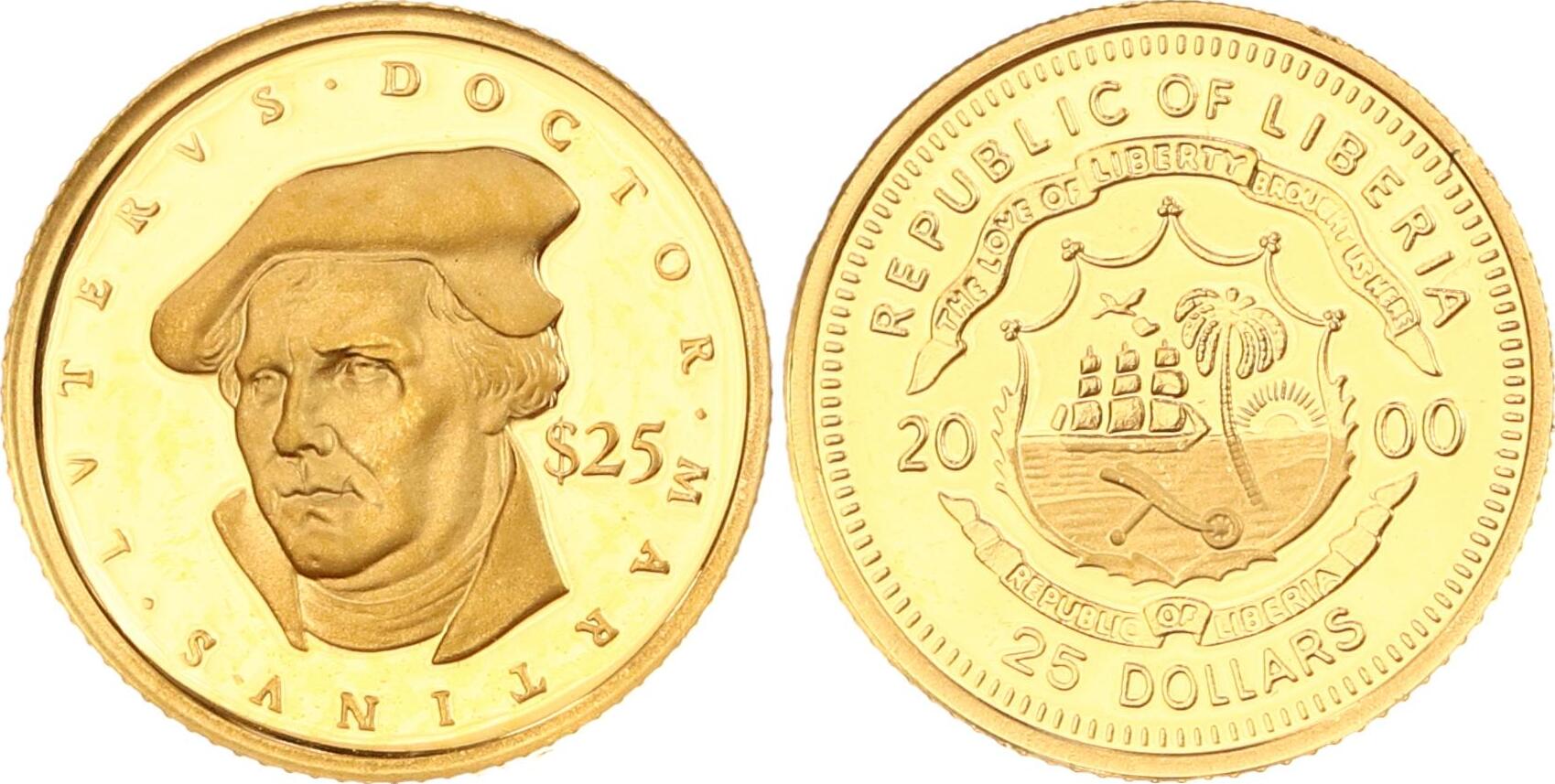 Liberia Dollars Gold Republik Seit Proof