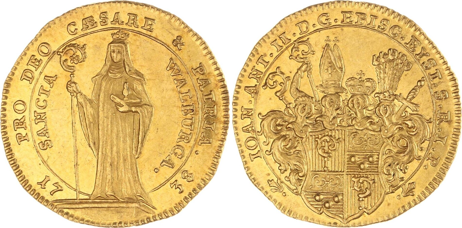 Eichstätt Bistum Dukat Gold 1738 Johann Anton II von Freyberg 1736