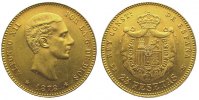 Spanien-Königreich 25 Pesetas Gold Alfons XII. 1874-1885.