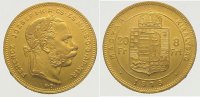 Ungarn 8 Florin (20 Francs) Gold Franz Josef I. 1848-1916.