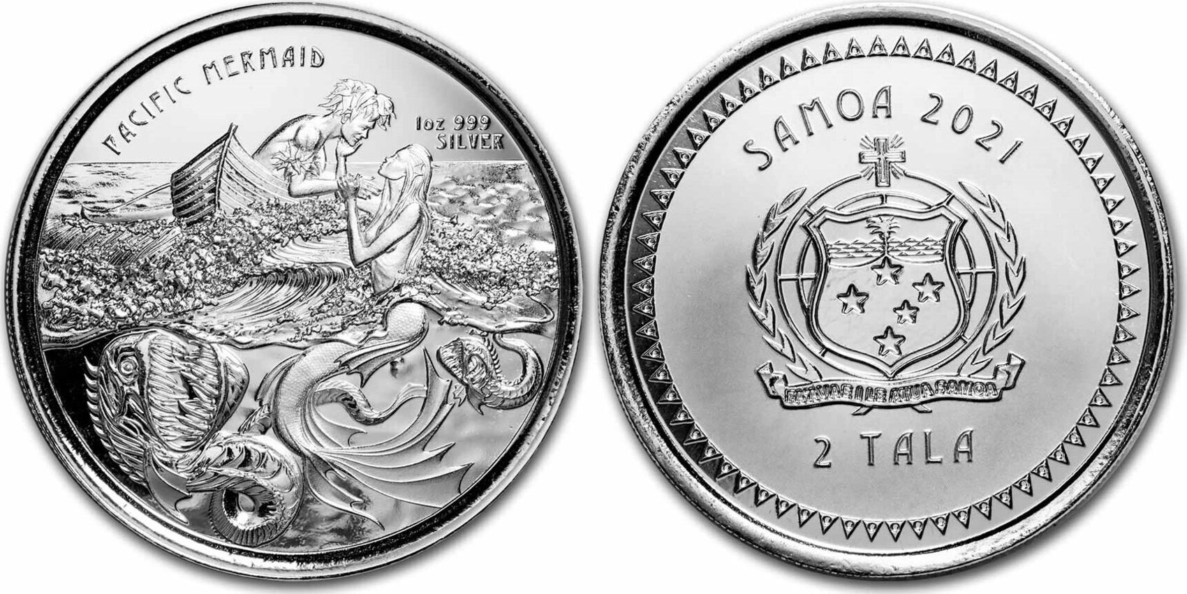 2 Taler 2021 Scottsdale Mint Samoa Pacific Mermaid 1 Oz Silvercoin