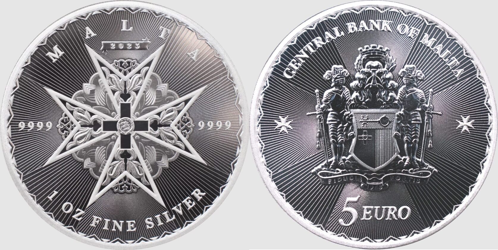 Slowakai 2023 Malta Cross Cross Silver Coin 1 Oz Silver 5 Euro Malta