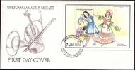 Ghana ** 1993 - 200. Todestag Mozart Block FDC