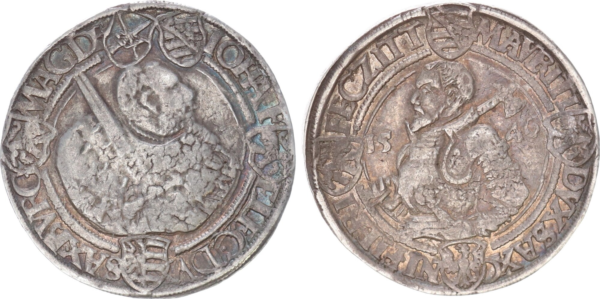 Sachsen Taler 1546 Buchholz Johann Friedrich der Großmütige und Moritz